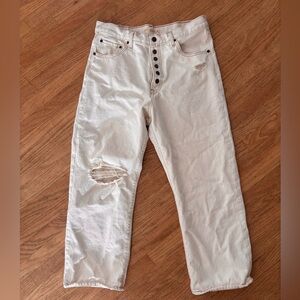 Levi's Women's Ribcage Cream Ankle Jeans